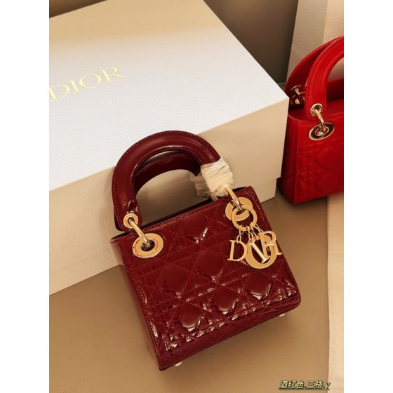 Lady Dior (patent burgundy, 3-tote)