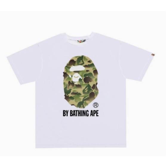 White BAPE Green Camo Ape Head T-Shirt