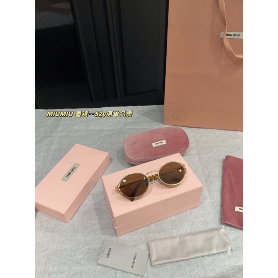Miu Miu 52Y Gold Oval Sunglasses (with full packaging)