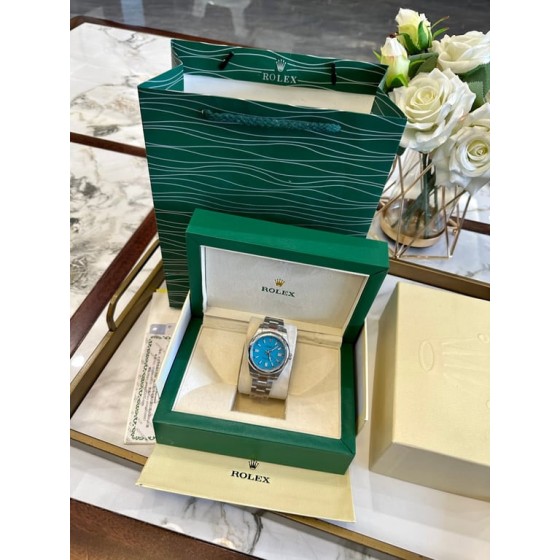 Rolex Oyster Perpetual Turquoise Dial Steel Bracelet