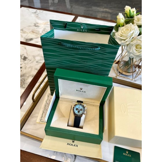 Rolex Daytona Turquoise Dial Yellow Gold Rubber Strap