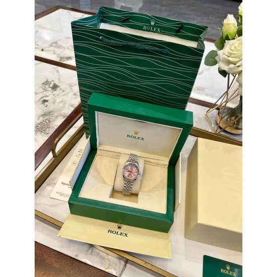 Rolex Datejust Pink Dial Diamond Bezel Jubilee Bracelet