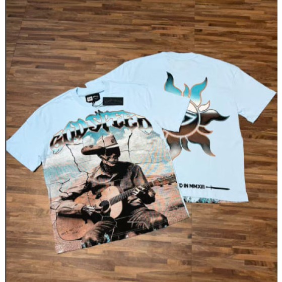 Godspeed American rock street style washed retro short-sleeved T-shirt