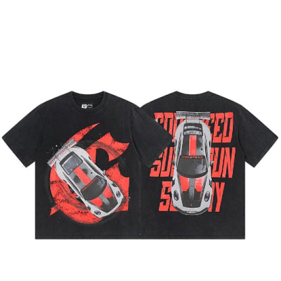 Godspeed American rock street style washed retro short-sleeved T-shirt
