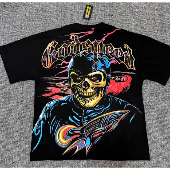 Godspeed American rock street style washed retro short-sleeved T-shirt