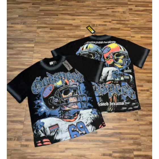 Godspeed American rock street style washed retro short-sleeved T-shirt