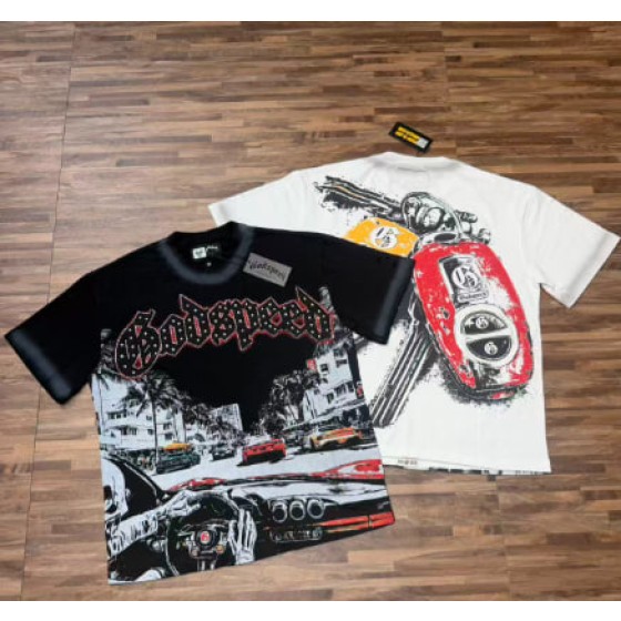 Godspeed American rock street style washed retro short-sleeved T-shirt