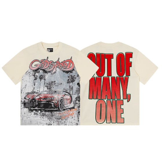 Godspeed American Trendy Rock Street Retro Loose Printed Pure Cotton Short-Sleeve T-Shirt