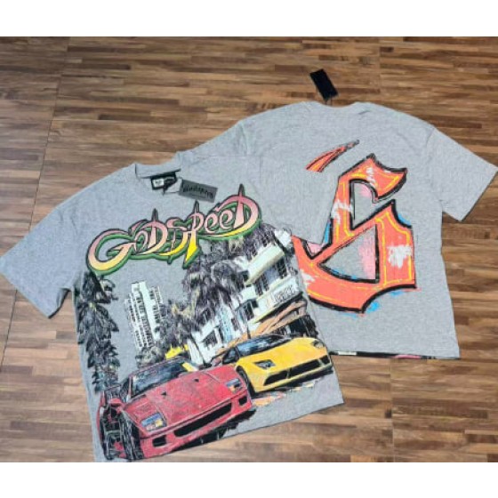 Godspeed American rock street style washed retro short-sleeved T-shirt