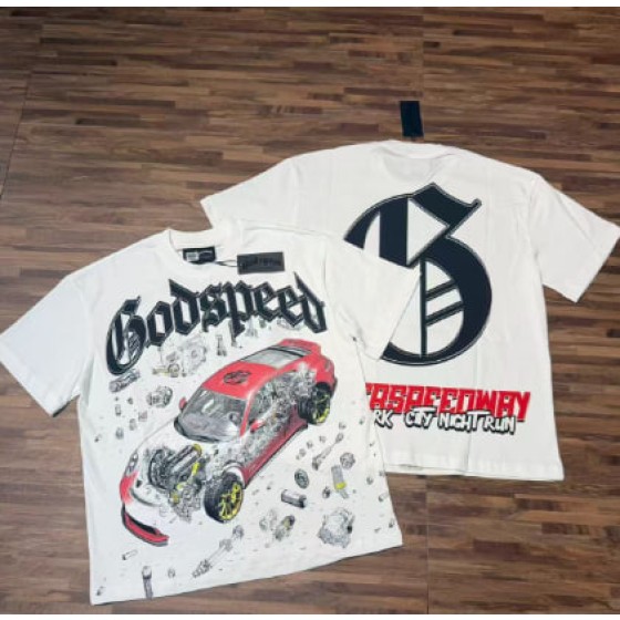 Godspeed American rock street style washed retro short-sleeved T-shirt