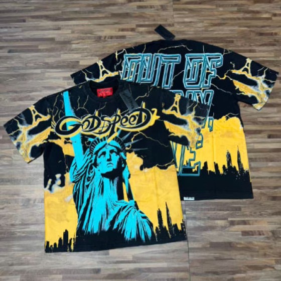 Godspeed American rock street style washed retro short-sleeved T-shirt