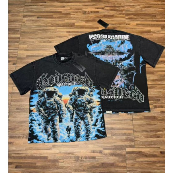 Godspeed American rock street style washed retro short-sleeved T-shirt