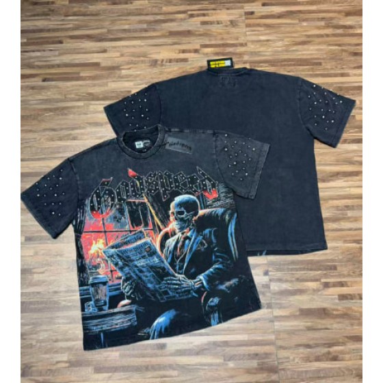 Godspeed American rock street style washed retro short-sleeved T-shirt