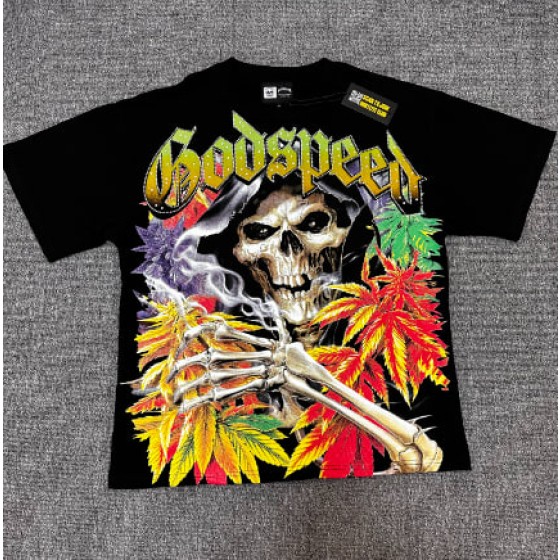 Godspeed American rock street style washed retro short-sleeved T-shirt
