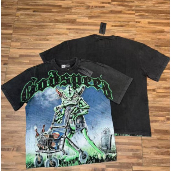 Godspeed American rock street style washed retro short-sleeved T-shirt