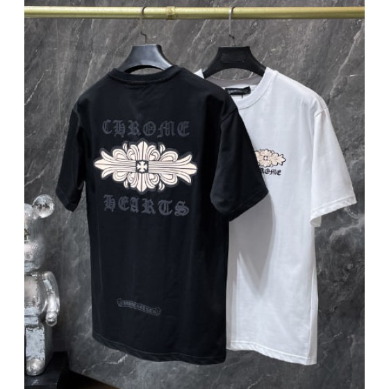 Chrome Hearts Gothic Font Floral Cross Tee