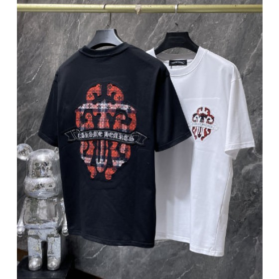 Chrome Hearts Plaid Pattern Cross Tee