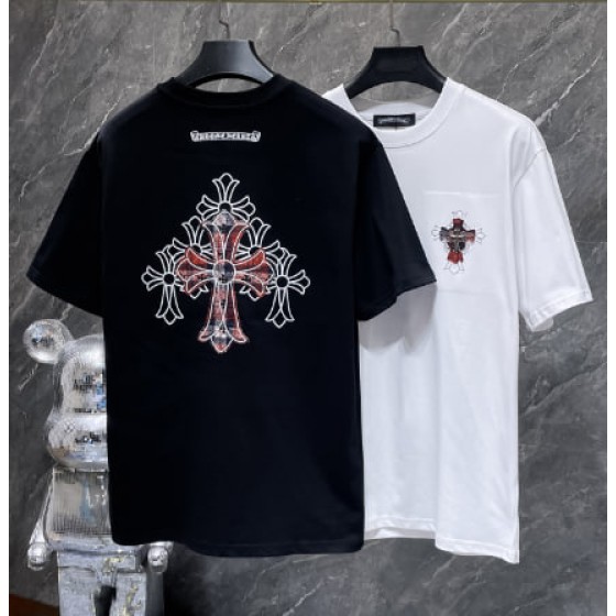 Chrome Hearts Plaid Pattern Cross Tee