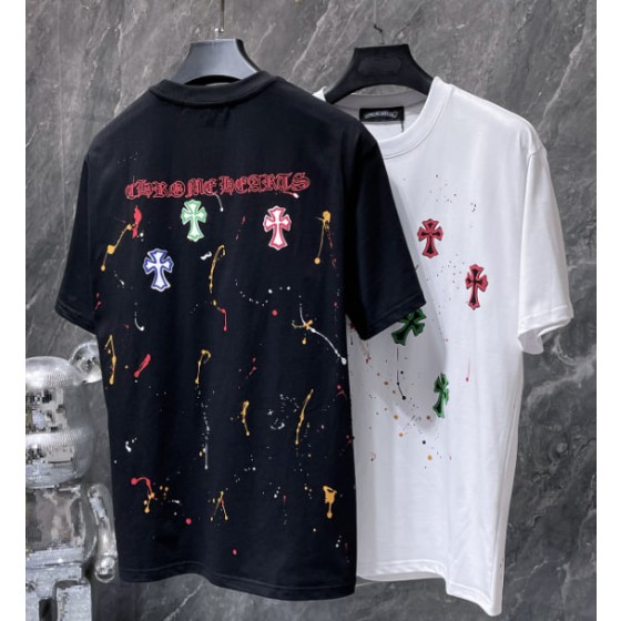 Chrome Hearts Multicolor Paint-Splatter Cross Tee