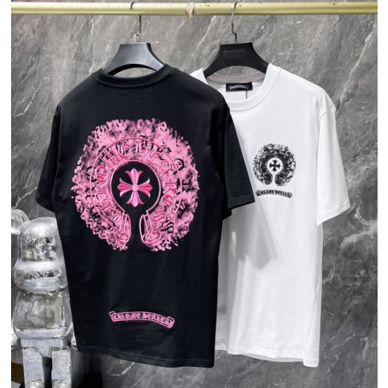 Chrome Hearts Pink Spray-Paint Horseshoe Tee
